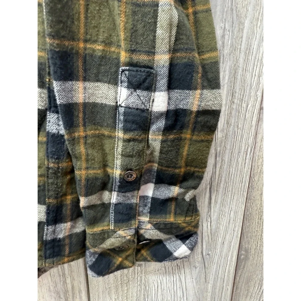 Harley-Davidson Mens Plaid Flannel Shirt Olive Green Long Sleeve Button Up Med